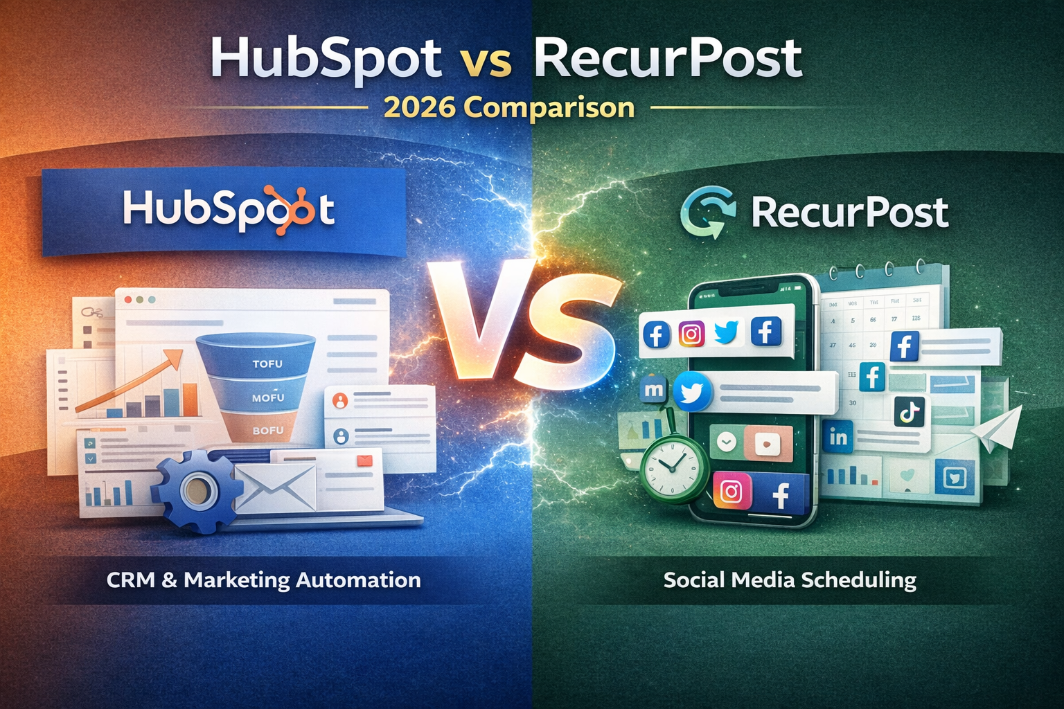 HubSpot vs RecurPost (2026): CRM Powerhouse vs Social Scheduling Specialist